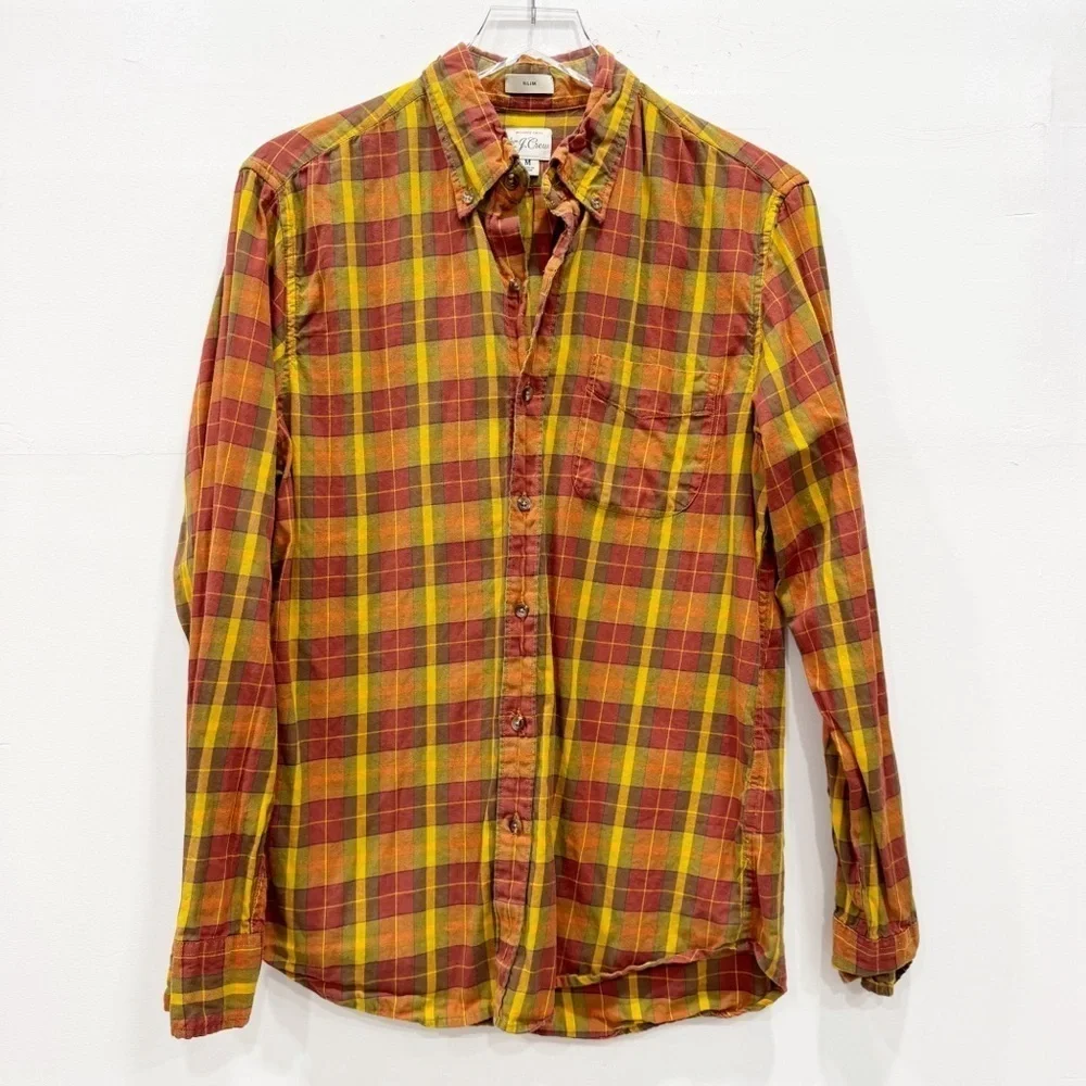 J. Crew Men’s Slim Brushed Twill Shirt Long Sleeve Long Sleeve Medium Cotton